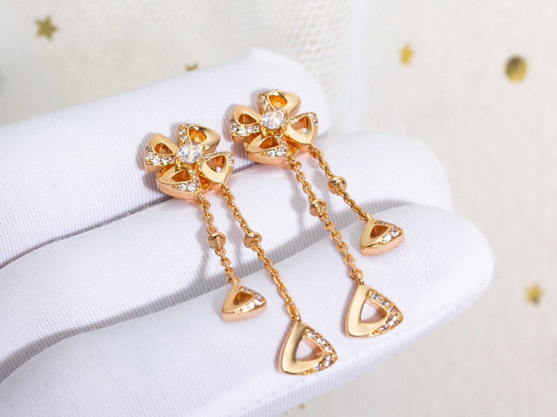 Fiorever Pink Gold Diamonds Earrings