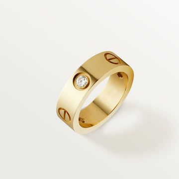 Love Ring 5.5mm 3 Diamonds Pink Gold