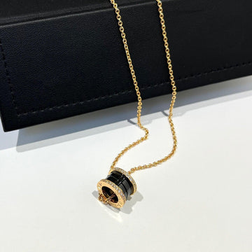 Zero 1 Black Ceramic Diamond Pink Gold Necklace