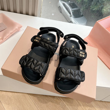 Miu Dad Sandal Black Calfskin