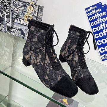 CD Naughtily-D Ankle Boot Black Transparent Mesh And Suede