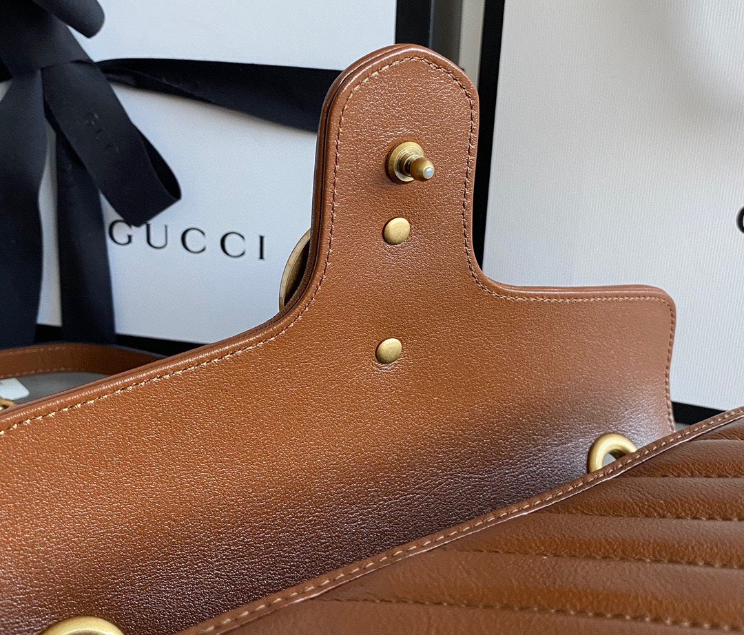 GG Marmont 26CM Brown Calfskin Gold Hardware