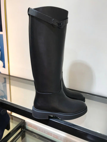 Hm Black Leather Jumping High Boots