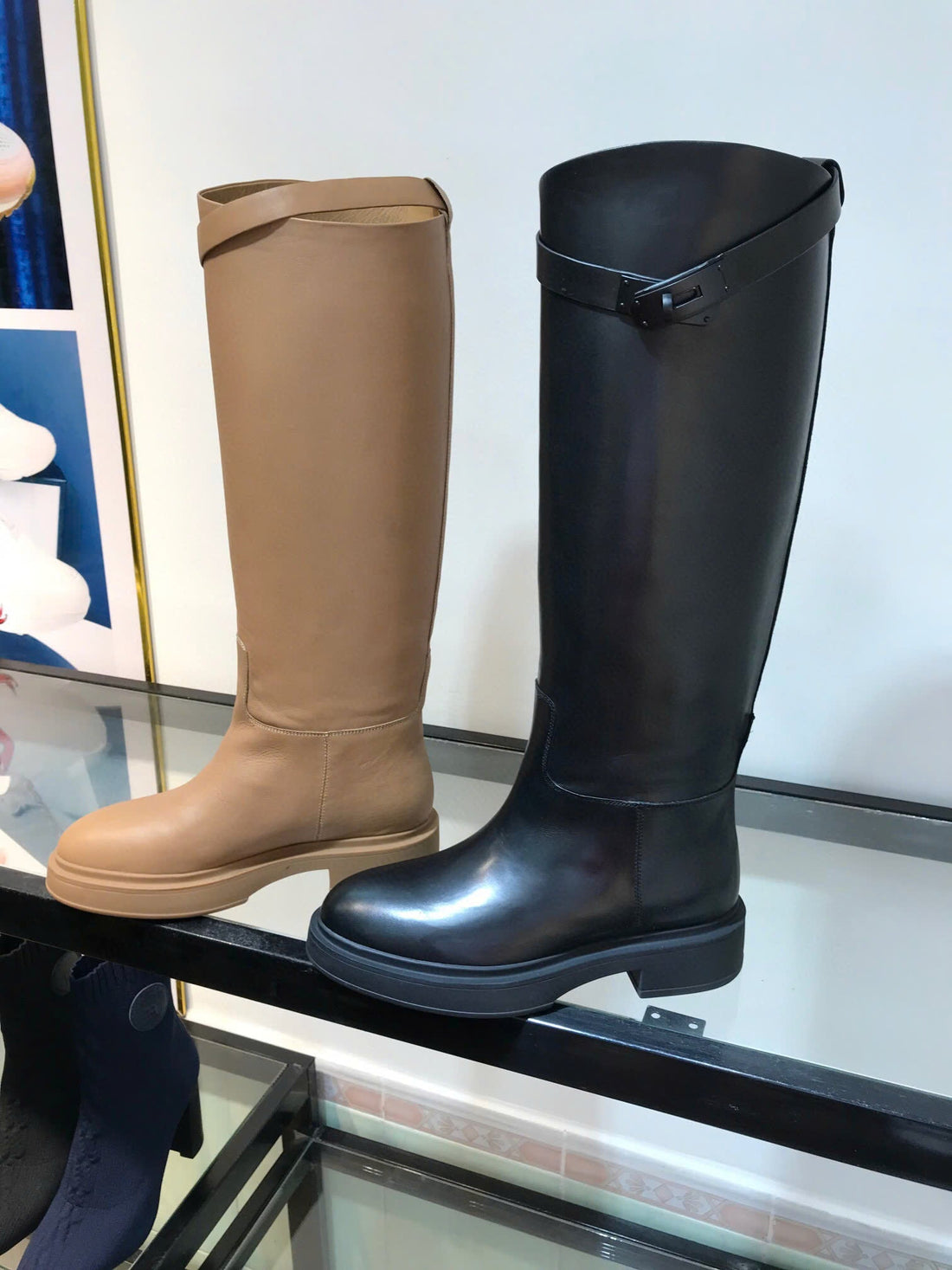 Hm Black Leather Jumping High Boots