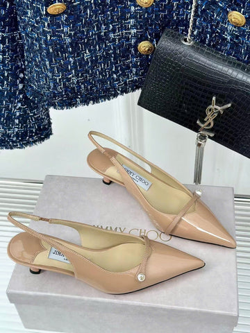 Jimmy Choo 65MM High Heel Slingback Pumps In Blush Pink Patent Leather