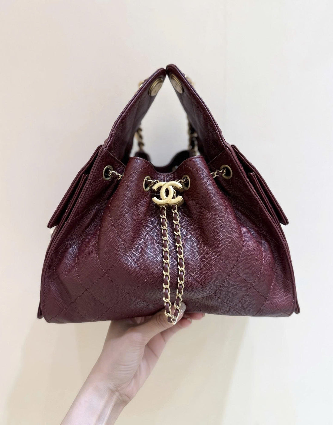 CC 25S Hobo Bag 25CM Burgundy Calfskin