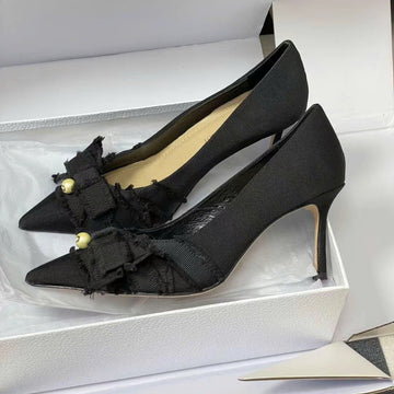 CD Adiorable Pearl Fringe 10CM Pumps In Black Silk Grosgrain