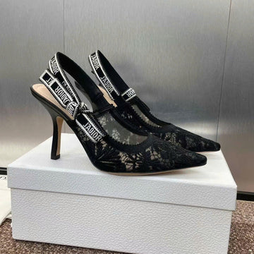 CD J'adior Slingback Pumps 95MM Black Embroidered Mesh