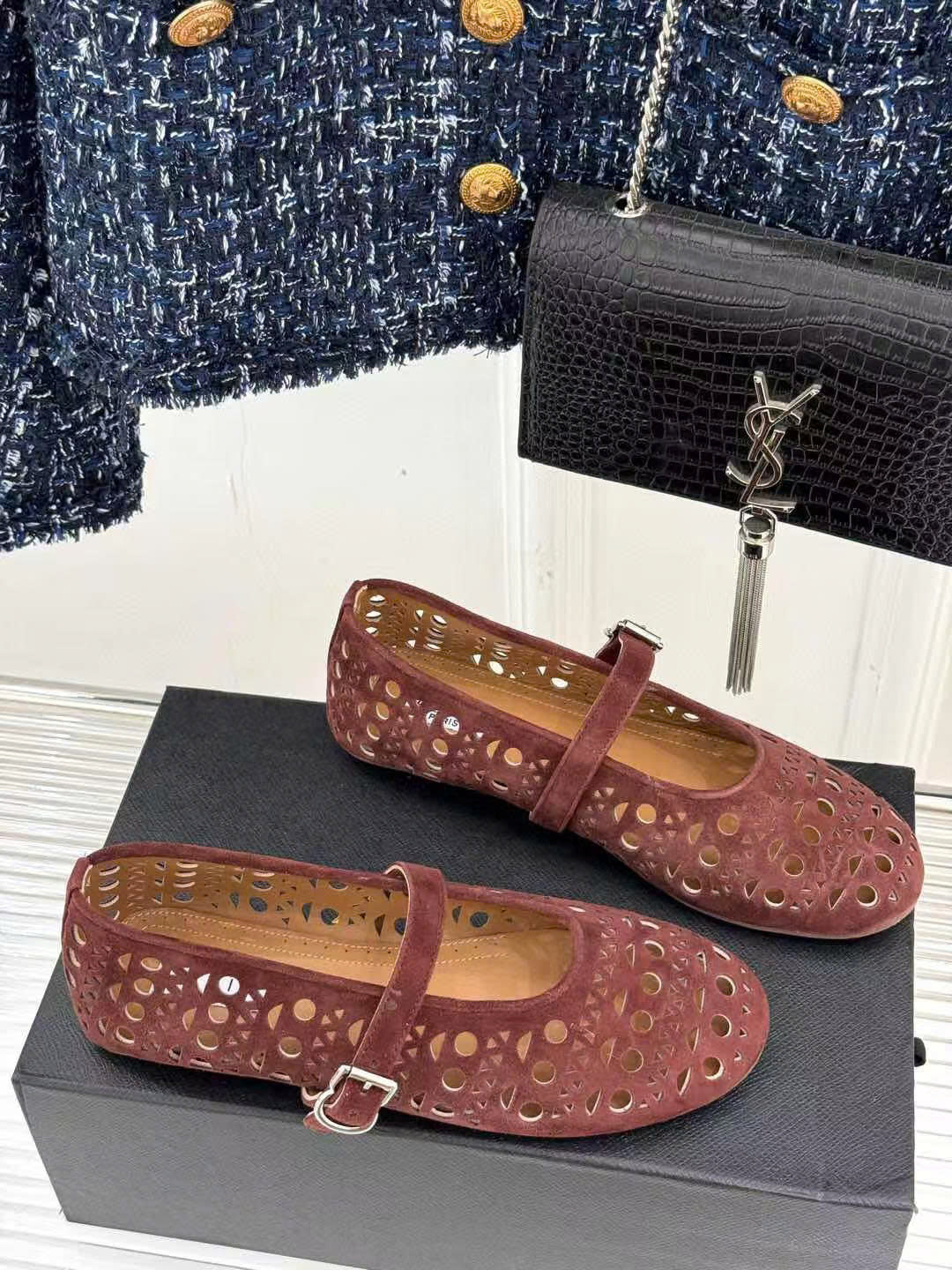 Alaïa Mary Jane Flats Chocolate Brown Suede